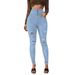 New European And American Ultra-high Waist Ripped Jeans Women's Tight-fit Slim-fit Skinny Leg Trendy Pants_mkmklike.com