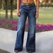 Stretch Denim Long Pants for Women Straight Wide Leg mid Rise Jeans Gradient Frayed Hem Design European And American Style_mkmklike.com