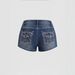 Women's Retro Embroidered Denim Shorts European American Style Unique Pattern Low Rise Washed Hot Pants_mkmklike.com
