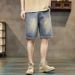Men's Vintage Workwear Denim Shorts, Summer Lightweight Relaxed Fit Straight Leg Cargo Shorts 5-Pocket Design_mkmklike.com