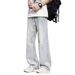 Men's Washed Wide-Leg Jeans - Vintage Straight Denim Pants For Streetwear & Casual Versatile Styling_mkmklike.com
