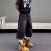 Heavy Damage Washed Vintage Denim Shorts – Unisex Loose Fit Wide Leg Cropped Pants, American Retro Streetwear Style_mkmklike.com