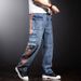 Contrasting Striped Jeans Men's Retro Loose Straight Pants American Multi-Pocket Tooling Version_mkmklike.com