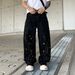 Men's Clothing High Street Summer New Paris Fashion Brand Loose Straight Ripped Jeans Ink Splash Personality Graffiti Handsome Men Thin Version_mkmklike.com