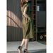 Literary Leisure Temperament Loose Large Size Women's Clothing Solid Color Waist Slimming Shirt Dress Midi Dress_mkmklike.com