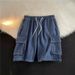Men's Trendy Summer Loose Fitting Straight Leg Denim Shorts Casual Mid-Length With Ribbon Details Large Pockets Five Point Hong Kong Style_mkmklike.com
