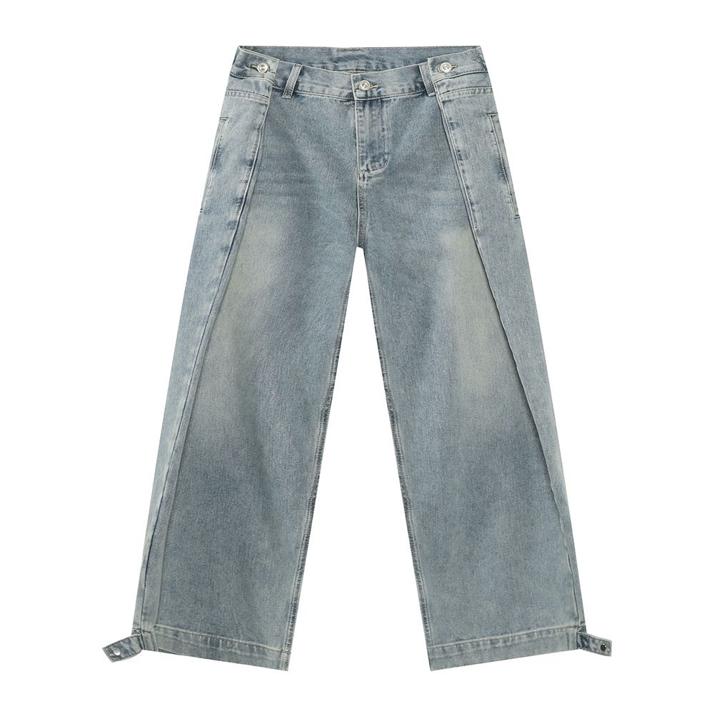 Men's Clothing | New Niche Design Crease Deconstruction American High Street Straight Washed Jeans_mkmklike.com