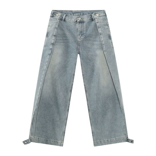 Men's Clothing | New Niche Design Crease Deconstruction American High Street Straight Washed Jeans_mkmklike.com