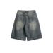 Men's Thin Denim Shorts Summer Style Straight Leg Five Point Pants Trendy Casual High Street Mid Length_mkmklike.com