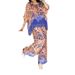 Women's Clothing fashion printed round neck loose wide leg pants casual two piece suit_mkmklike.com
