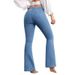 Women's High Waist Stretch Slim Fit Flared Jeans Hip Lifting Slightly Bootcut Denim_mkmklike.com