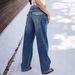 Women's Patchwork Vintage Jeans - Retro High-Waisted Straight Leg Denim Pants With Contrast Stitching_mkmklike.com