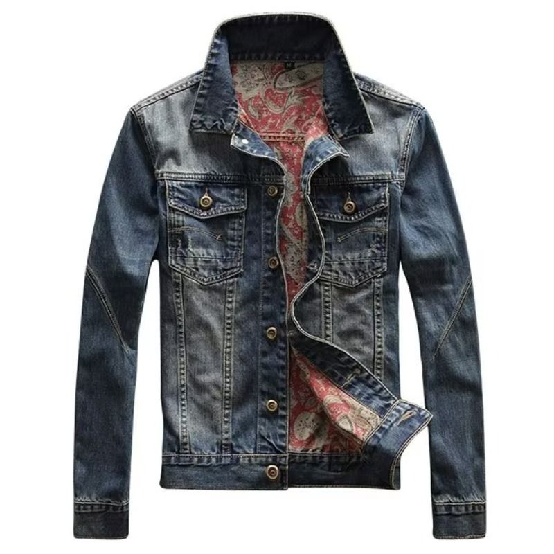 Cowboy Jacket Slim Fit Jacquard Distressed Jacket Casual Top For Teenagers_mkmklike.com