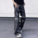 Nordmann American Style Vibe High Street Retro Batik Washed Jeans For Men With Zipper Design, Niche Flared Slimming Pants_mkmklike.com