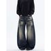 Wide Leg Jeans for Men And Women High Waist Retro Blue Loose Fit Slimming Floor Length American Straight Leg New Autumn Style_mkmklike.com