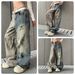 Vintage-Inspired Oversized Washed Distressed Leopard Print Ripped Jeans For Men & Women - Relaxed Fit Wide Leg Streetwear Pants (S-3XL)_mkmklike.com