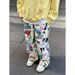 Men's Clothing hand painted color straight casual pants men and women all match wide leg overalls_mkmklike.com