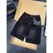 Men's Loose Fitting Slightly Stretchy Denim Shorts Straight Leg Five Point Length Embroidered Side Pockets American Retro Style_mkmklike.com