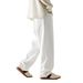 Men's White Cotton Jeans Loose Fit Straight Leg Drapey Wide Leg Trousers Mid Waist Slight Stretch Machine Washable Trendy Autumn Piece_mkmklike.com