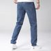 Men's Slim Fit Jeans - Classic Blue Denim Pants With Washed Finish, Cotton Blend Fabric, Straight Leg Design For Casual Style_mkmklike.com
