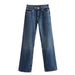 2023 Autumn New European And American Cross-Border Women's Casual Washed Wide-Leg Mid-Waist Trendy Long Jeans_mkmklike.com