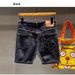 Men's Trendy Brand Slimming Black Denim Shorts Summer Thin Loose Straight Leg Five Point Pants Korean Style Versatile_mkmklike.com