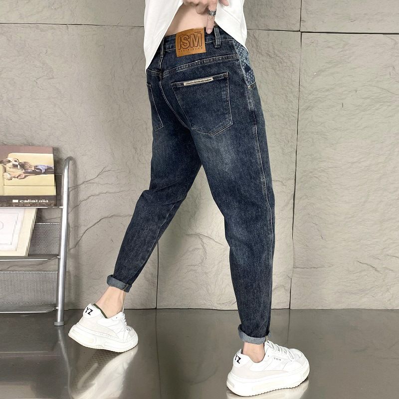 Jeans Men's Trendy Brand Spring And Autumn Slim-fit Pants Retro Washed Versatile Elastic Casual Pants_mkmklike.com