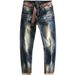 Men's Clothing Distressed Jeans Slim Fit Straight Elastic Vintage Distressed Slim Straight Jeans With Stretch Washed Retro Style Comfortable Trousers_mkmklike.com