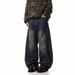 Men's Clothing All Match Hip Hot Retro Washed Deconstructed Scimitar Jeans For Men And Women Loose Straight Casual Wide Leg Jeans_mkmklike.com
