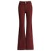 Minghai Sweet Cool Style Ankara Red Micro Flare Double Button Jeans For Women, New Autumn High-Waisted Slimming Long_mkmklike.com