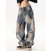 Men's Clothing Tie-Dye Gradient Jeans – Acid Wash Distressed Denim Pants (Unisex Vintage Streetwear, Wide-Leg, Raw Edge, Hand-Painted Fading)_mkmklike.com