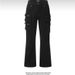 Men's Retro High Street Flared Cargo Jeans Washed Multi Pocket Casual Pants Versatile mid Waist Straight Blue Jeans_mkmklike.com