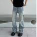 High Street Cleanfit Washed Denim Jeans Men's Straight Leg Loose Slightly Flared Long Pants Trendy Style Casual Wear_mkmklike.com