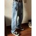 American Retro Jeans Men's Spring And Autumn Trendy Brand High Street Style Pants European And American Ruffian Handsome Lightning Straight Trousers_mkmklike.com