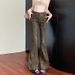 ELLE 2025 Autumn Winter New High Waist Stretch Jeans For Women With American Retro Leopard Print Design And Slim Fit Flared_mkmklike.com