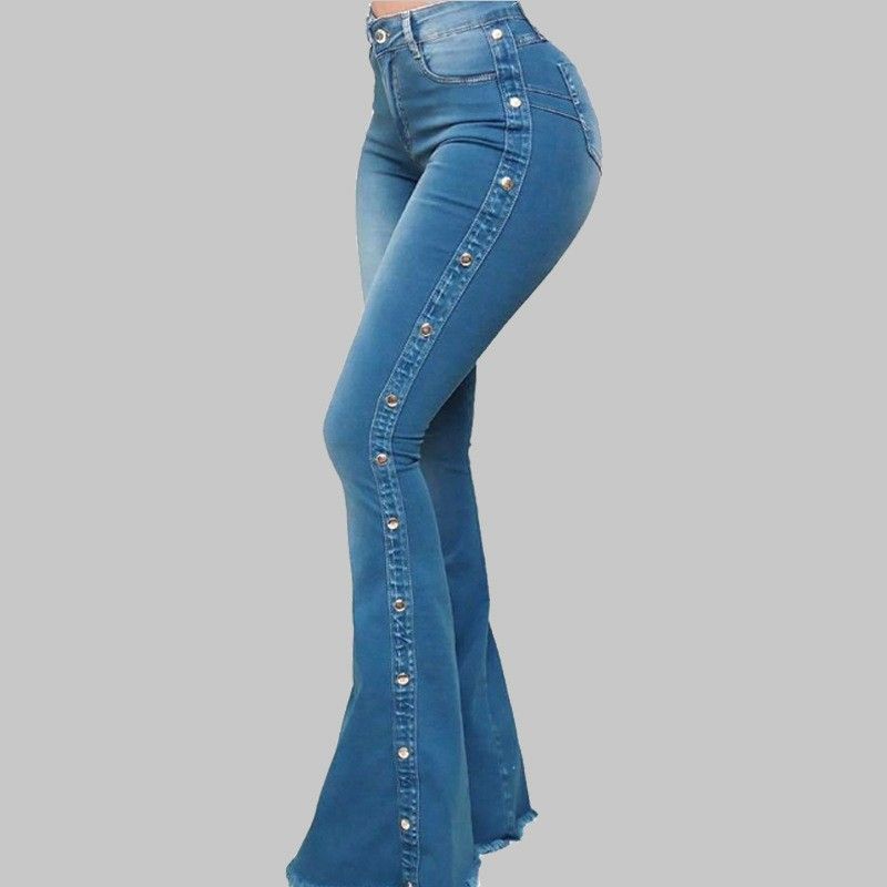 Women's Clothing High Waist Elastic Mopping Flared Jeans Women's Long_mkmklike.com