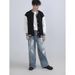 Men's Oversized Distressed Denim Jeans - High Waist Loose Fit Streetwear Pants With Splatter Paint Design_mkmklike.com