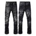 Men's Boot Cut Jeans Multi Pockets Cargo Black Cotton Denim Pants Streetwear Slim Flared Trousers_mkmklike.com