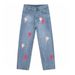 Lightning Print Washed Denim Jeans - West Coast Aesthetic High Street Vibe Deconstructed Loose Straight Leg Cargo Pants_mkmklike.com