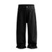 Waxed Coated Heavyweight Straight-Leg Jeans – Streetwear Stacked Denim Pants With Deep Crotch & Relaxed Fit (Black, S-XXXL) – Stiffened Non-Stretch_mkmklike.com