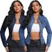 Women's Denim Jacket With Long Sleeves, Turn-Down Collar & Functional Pockets – Classic Streetwear Style In Blue & Dark Blue_mkmklike.com