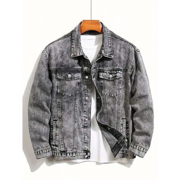 Small Niche Spliced Washed Denim Jacket, Men's Jacket, Youth Jacket_mkmklike.com