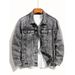 Small Niche Spliced Washed Denim Jacket, Men's Jacket, Youth Jacket_mkmklike.com