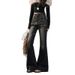 In-stock Foreign Trade Cross-border Vintage Rhinestone Flared Jeans For Women, 2026 New Model, High-waisted, Stretchy,_mkmklike.com
