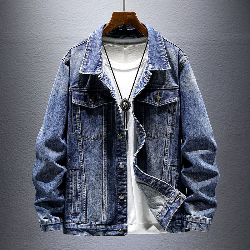 Men's 2025 New Trendy Loose Workwear European And American Street Retro Denim Jacket Spring Autumn_mkmklike.com