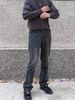 Men's Clothing Lightning Pattern Washed Black And Gray Flared Jeans_mkmklike.com