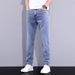 BOY 2025 Men's Light Color Jeans Summer Thin Casual Long Stretch Mid-Waist Straight Business Slim Fit Tapered Pants_mkmklike.com