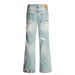 Wasteland Beggar Ripped Vibe Hippie Trend Vintage Gradient Washed Denim Flared Jeans Men's Long Pants_mkmklike.com