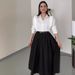 Women's Clothing all match solid color shirt high waist large swing skirt two piece suit_mkmklike.com