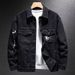 High Street Denim Jacket Men's Clothing Spring And Autumn New Motorcycle Lightning Splicing Jacket Black Trendy Brand_mkmklike.com